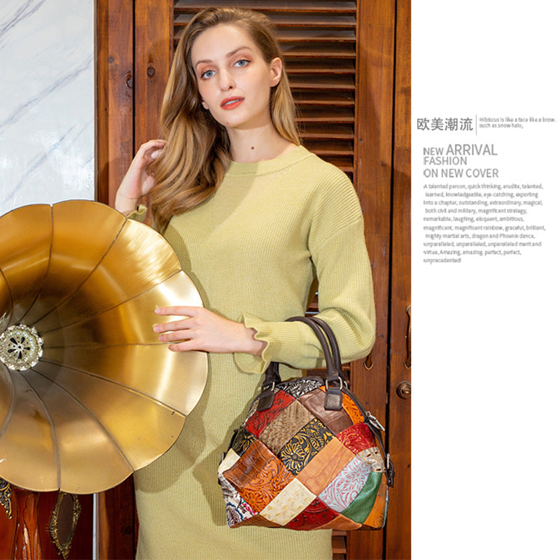 Belvere Embossed Leather Dumpling Handbag