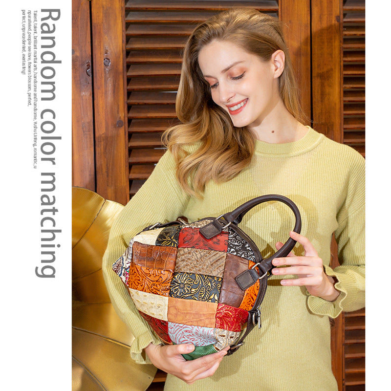 Belvere Embossed Leather Dumpling Handbag