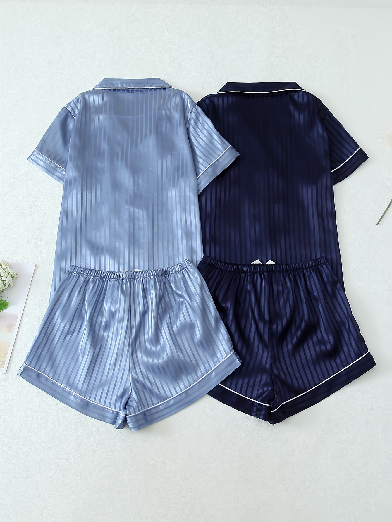 Belvere Luxe Stripe Satin Pajama Set (2-Piece Set)